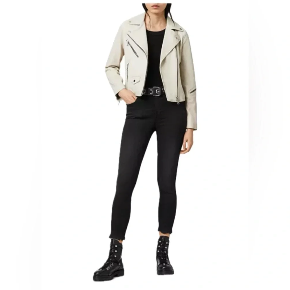 All Saints Riley Leather Biker Jacket - Picture 1 of 12